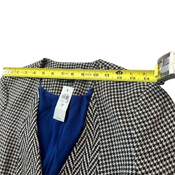 Ann Taylor Jacket Womens Black Wool Blend Blazer Houndstooth Check size 8 Petite - Picture 3 of 11